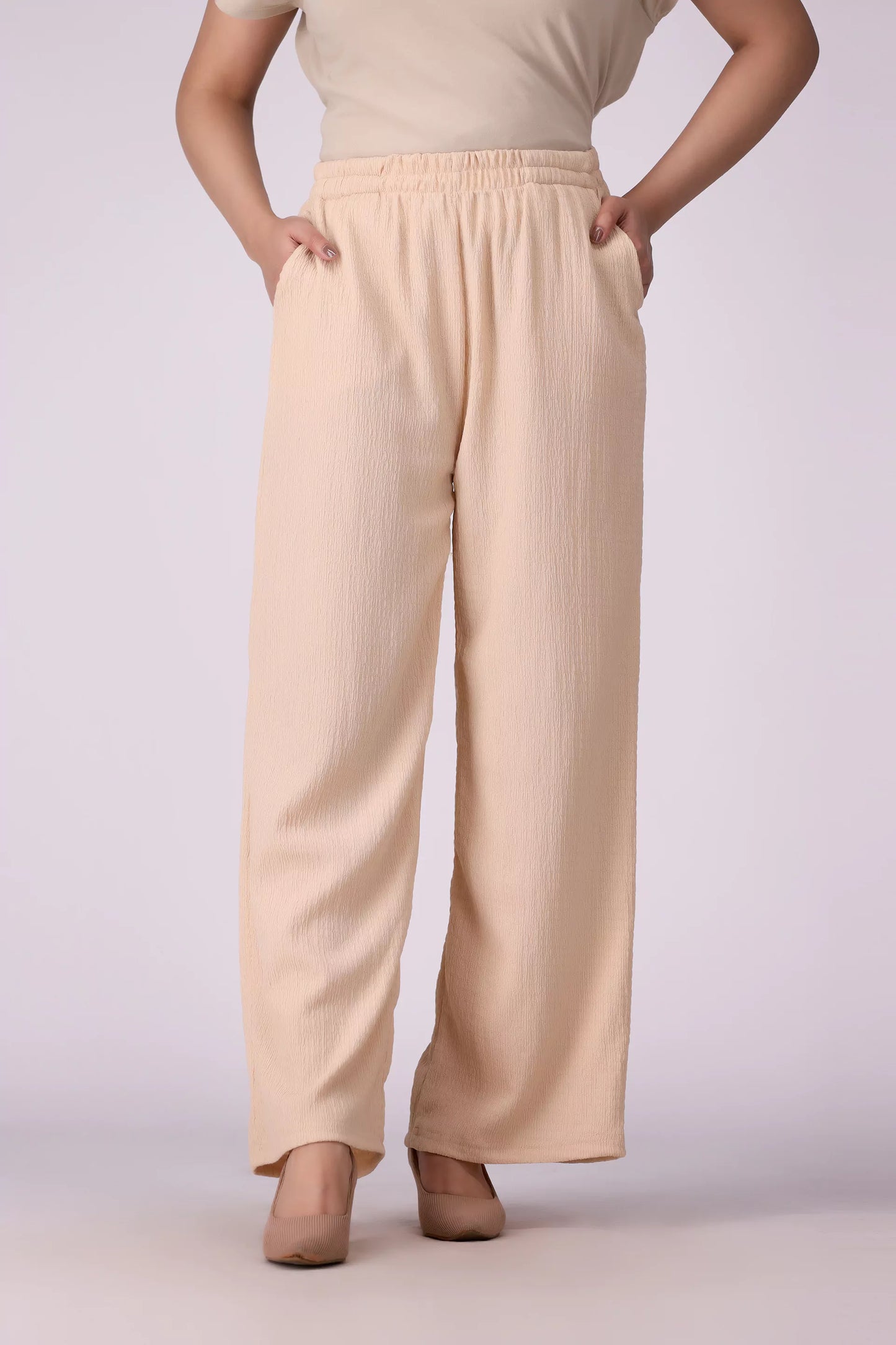 Textured Culottes Women Trouser COUGAR (S V-2 2025) XS Beige Women