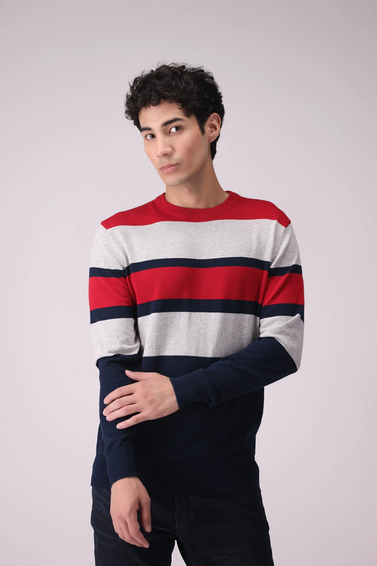 Horizontal Striped Sweater Men China Sweater Winter 2024 Knit Story COUGAR- (Men Winter 2024) M Multi Men