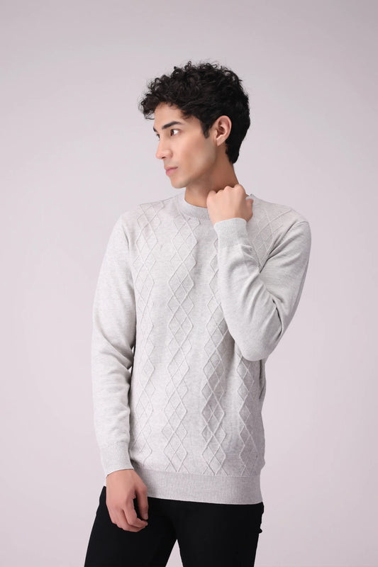 Cable Knit Sweater Men China Sweater Winter 2024 Knit Story COUGAR- (Men Winter 2024) M Light Grey Men