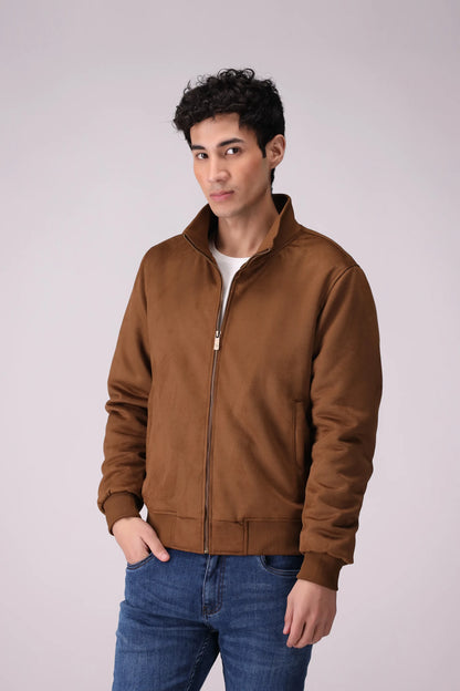 Faux Suede Jacket Men Jacket Winter 2024 Knit Story COUGAR- (Men Winter 2024) M Camel Men