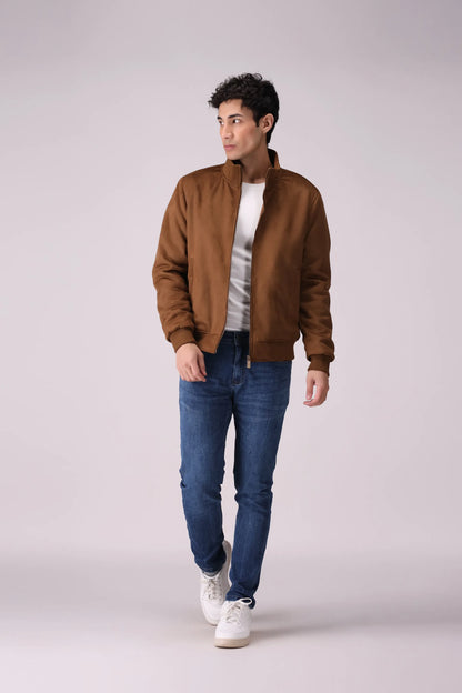 Faux Suede Jacket Men Jacket Winter 2024 Knit Story COUGAR- (Men Winter 2024)