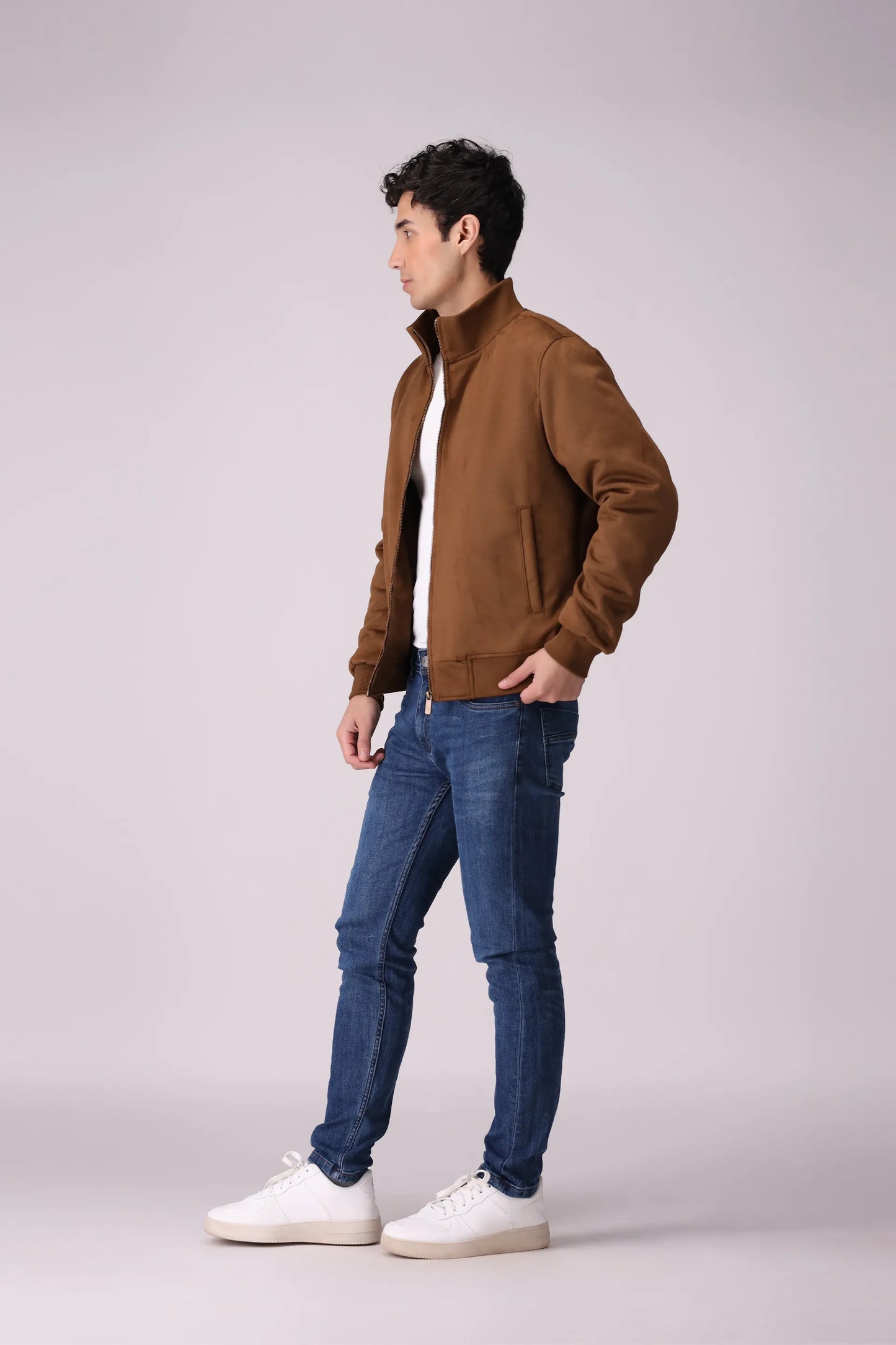 Faux Suede Jacket Men Jacket Winter 2024 Knit Story COUGAR- (Men Winter 2024)