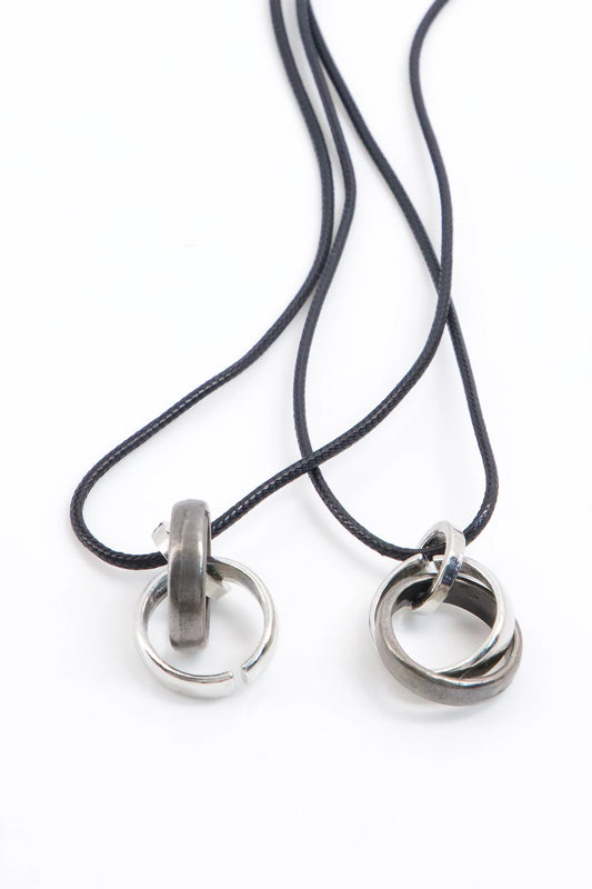 Circular Pendant Double Chain Necklace Men Necklaces Fall-2024 COUGAR C (Fall 2024) FSZ Silver