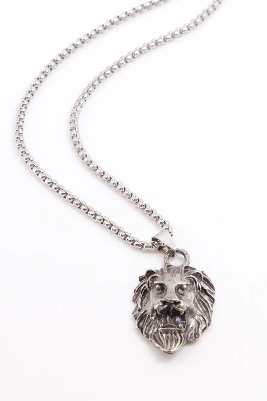 Lion Pendant Chain Necklace Men Necklaces Fall-2024 COUGAR C (Fall 2024) FSZ Silver