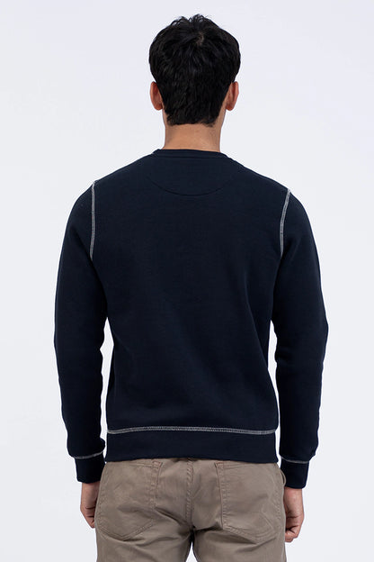 Dark Navy Contrast Stitch Sweatshirt Men Sweatshirt Winter 2023 Sportifall COUGAR   