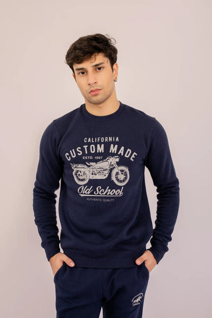 Graphic Printed Sweatshirt Men Sweatshirt Winter 2024 Knit Story COUGAR- (Men Winter 2024) S Navy 