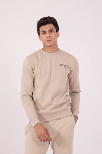 Back Printed Sweatshirt Men Sweatshirt Winter 2024 Knit Story COUGAR- (Men Winter 2024) S Sand 