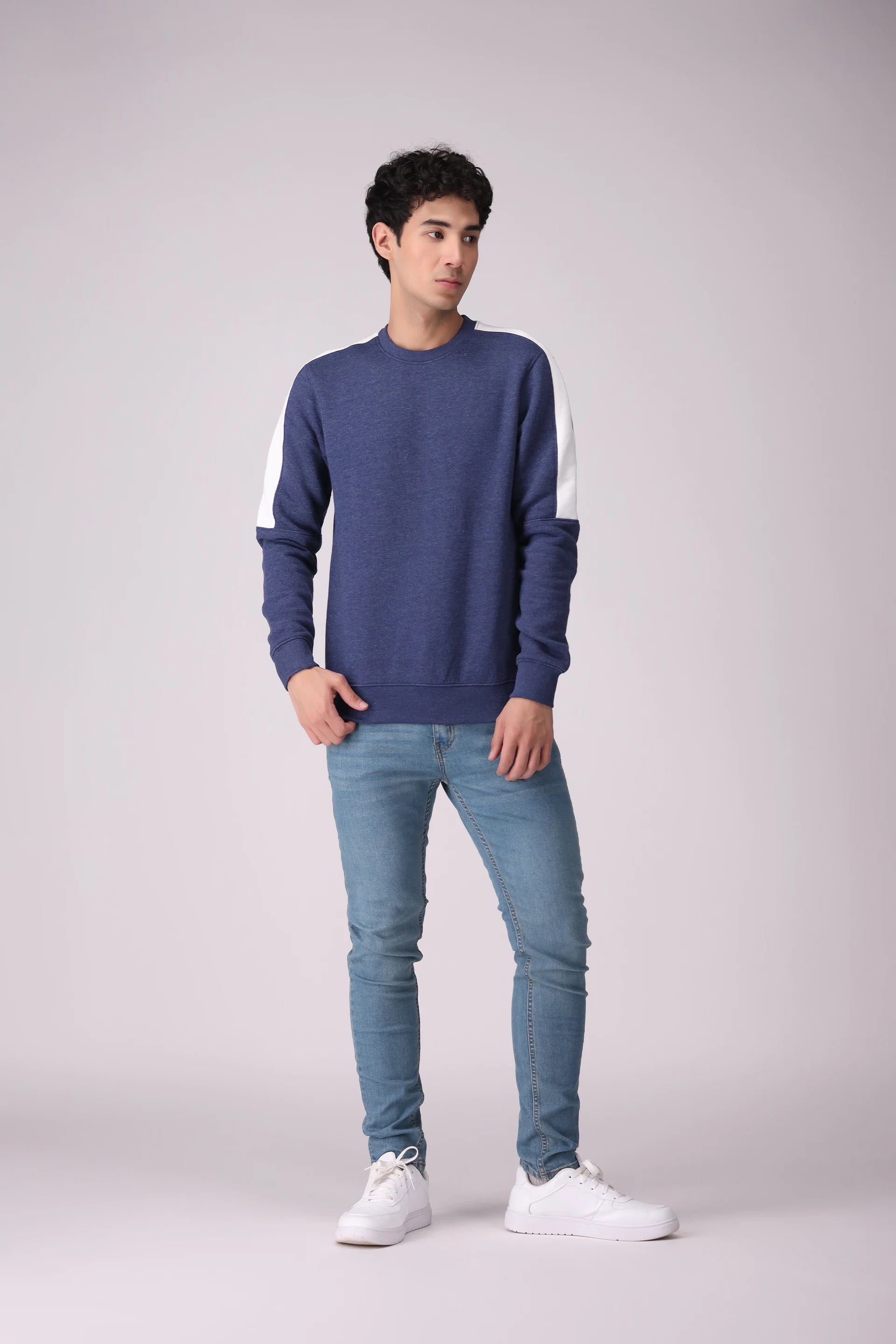 Contrast Shoulder Sweatshirt Men Sweatshirt Winter 2024 Knit Story COUGAR- (Men Winter 2024)