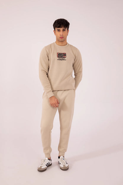 Embroidered Detailed Sweatshirt Men Sweatshirt Winter 2024 Knit Story COUGAR- (Men Winter 2024) S Beige Men