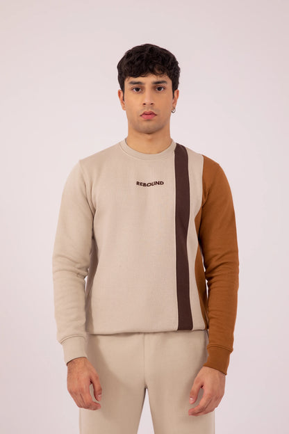 REBOUND Color Block Sweatshirt Men Sweatshirt Winter 2024 Knit Story COUGAR- (Men Winter 2024) S Sand 