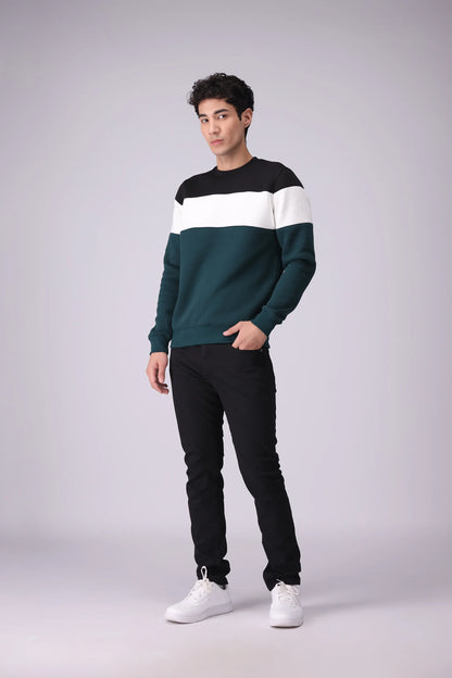 Color Block Sweatshirt Men Sweatshirt Winter 2024 Knit Story COUGAR- (Men Winter 2024)   