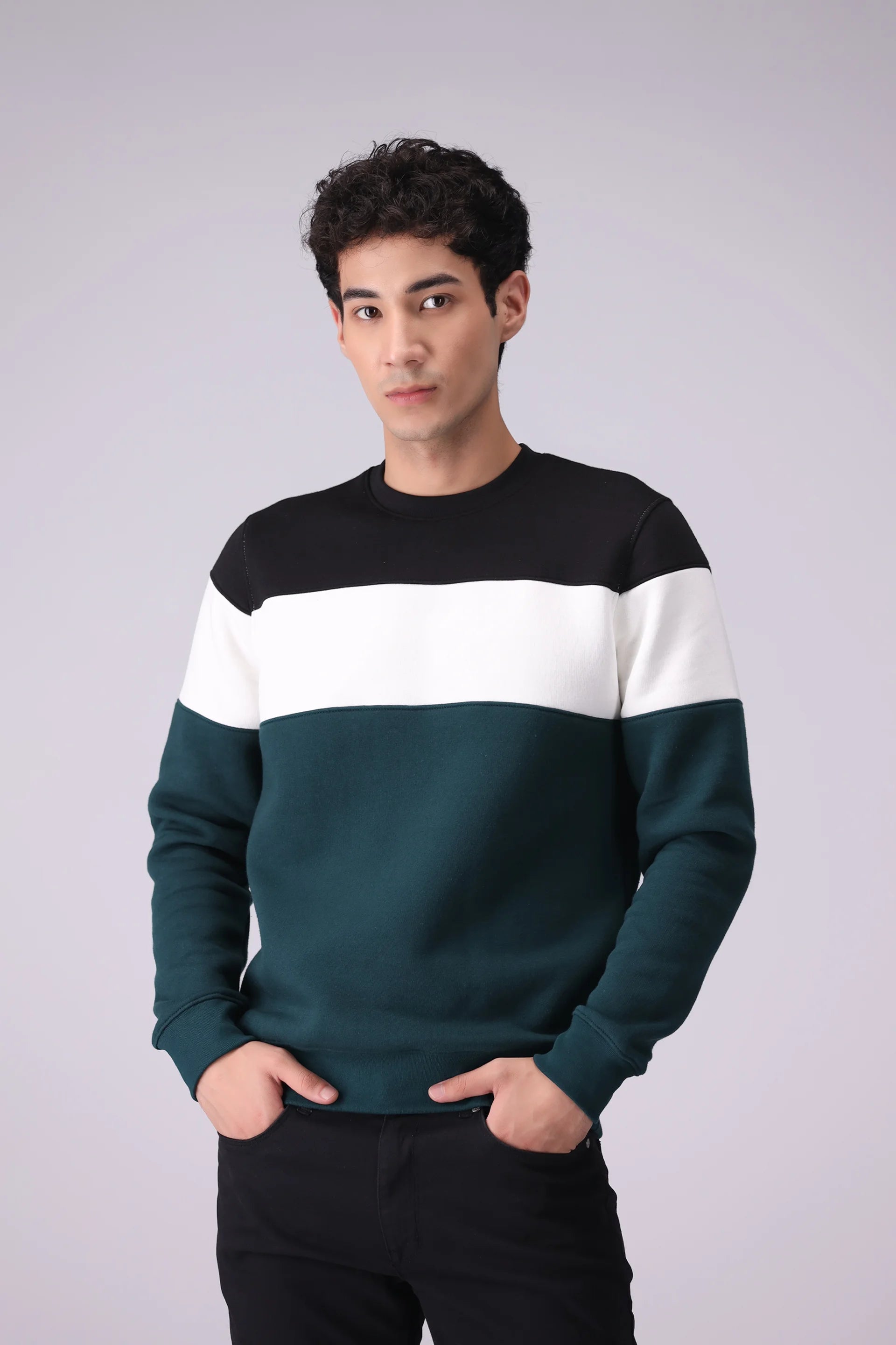 Color Block Sweatshirt Men Sweatshirt Winter 2024 Knit Story COUGAR- (Men Winter 2024) S Teal 