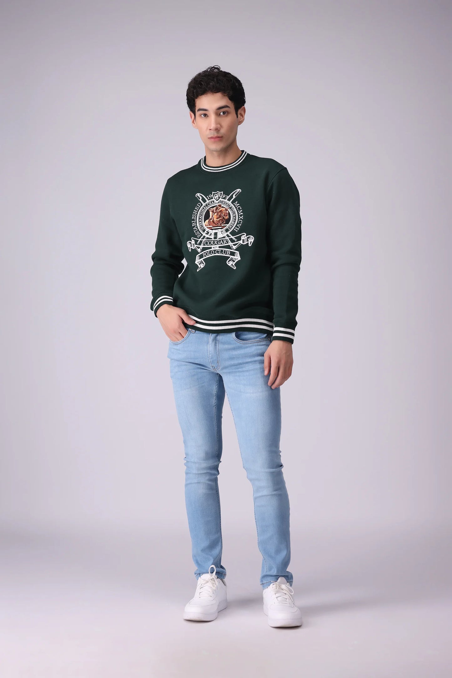 Embroidered Sweatshirt Men Sweatshirt Winter 2024 Knit Story COUGAR- (Men Winter 2024)   