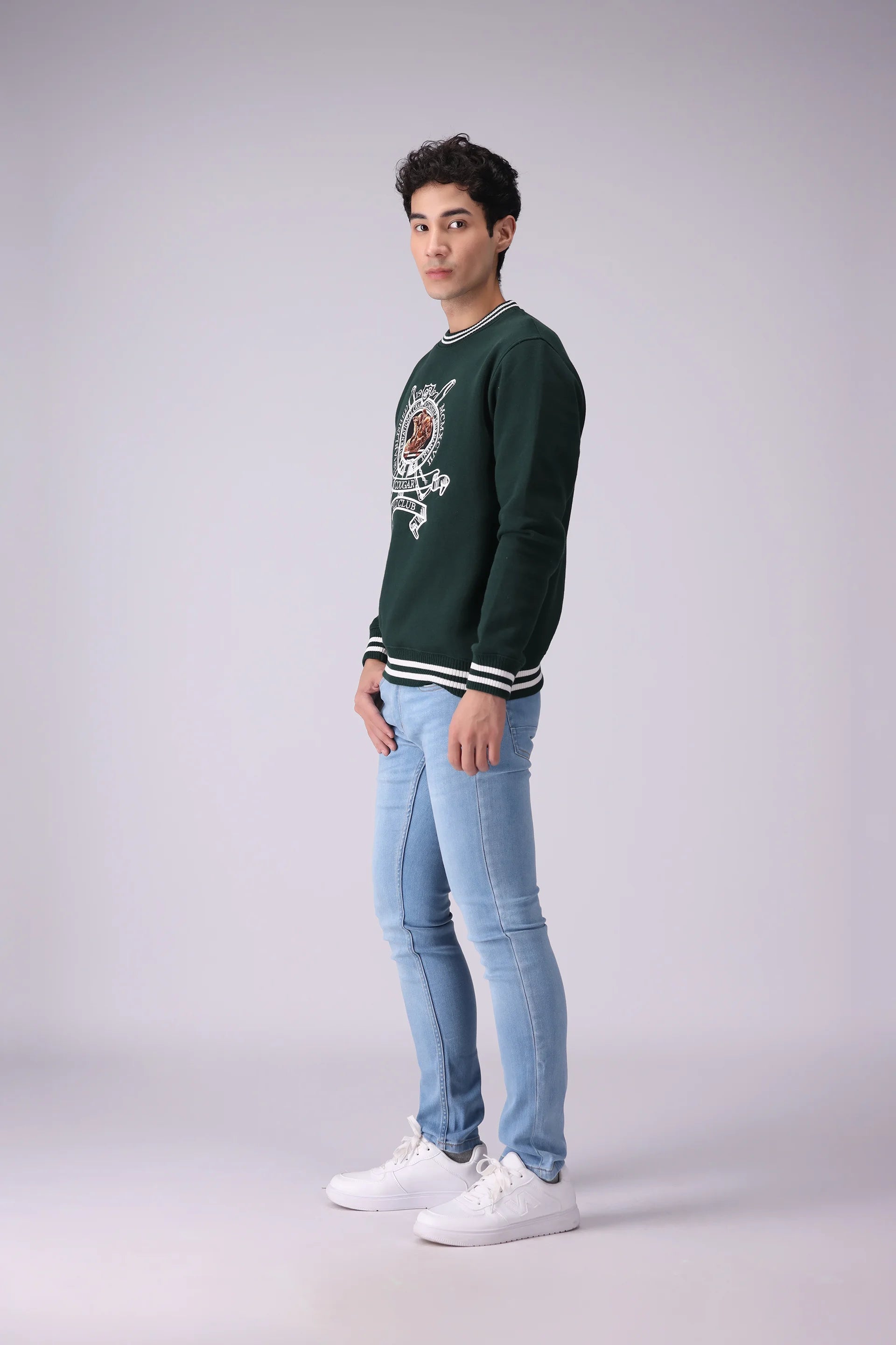 Embroidered Sweatshirt Men Sweatshirt Winter 2024 Knit Story COUGAR- (Men Winter 2024)   