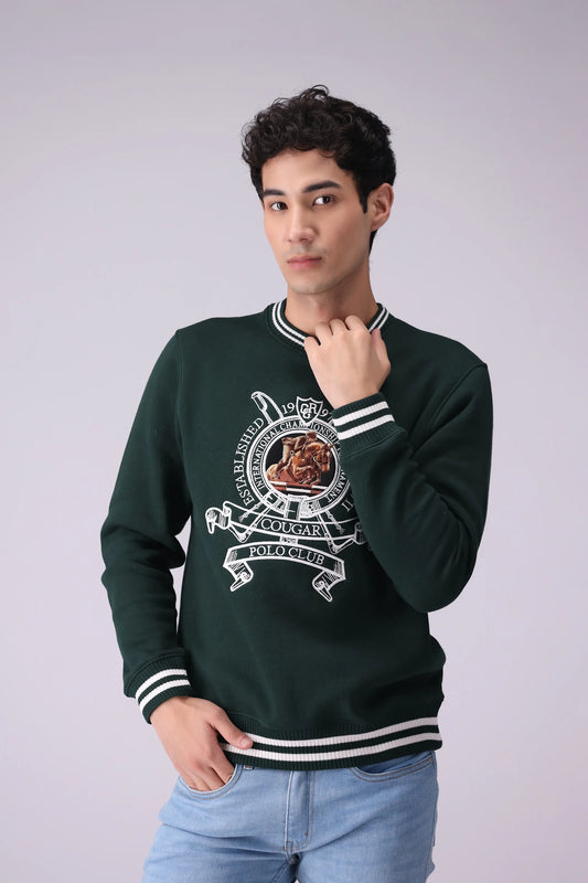 Embroidered Sweatshirt Men Sweatshirt Winter 2024 Knit Story COUGAR- (Men Winter 2024) S Green Men