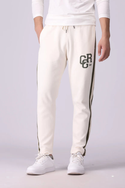 CGR Side Striped Jogger Pants Men Trouser Fall 2024 Core Comfort COUGAR- (Men Fall 2024) S Off White 