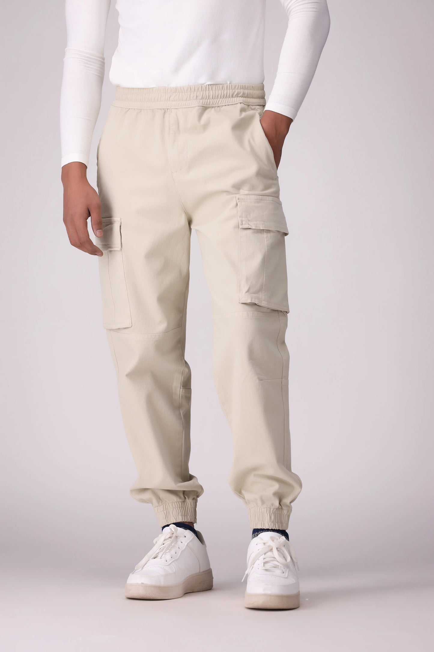 Relax Fit Cargo Jogger Pants Men Trouser Fall 2024 Core Comfort COUGAR- (Men Fall 2024) M Beige Men