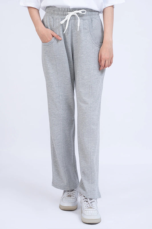 Grey Textured Knitted Trousers Women Trouser Summer V-3 2024 BACKDROP COUGAR- (Women V3 2024) XS Grey 