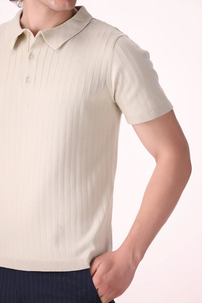 Rib Knit Polo Luxury Men Polo COUGAR (MEN OLD MONEY W24)