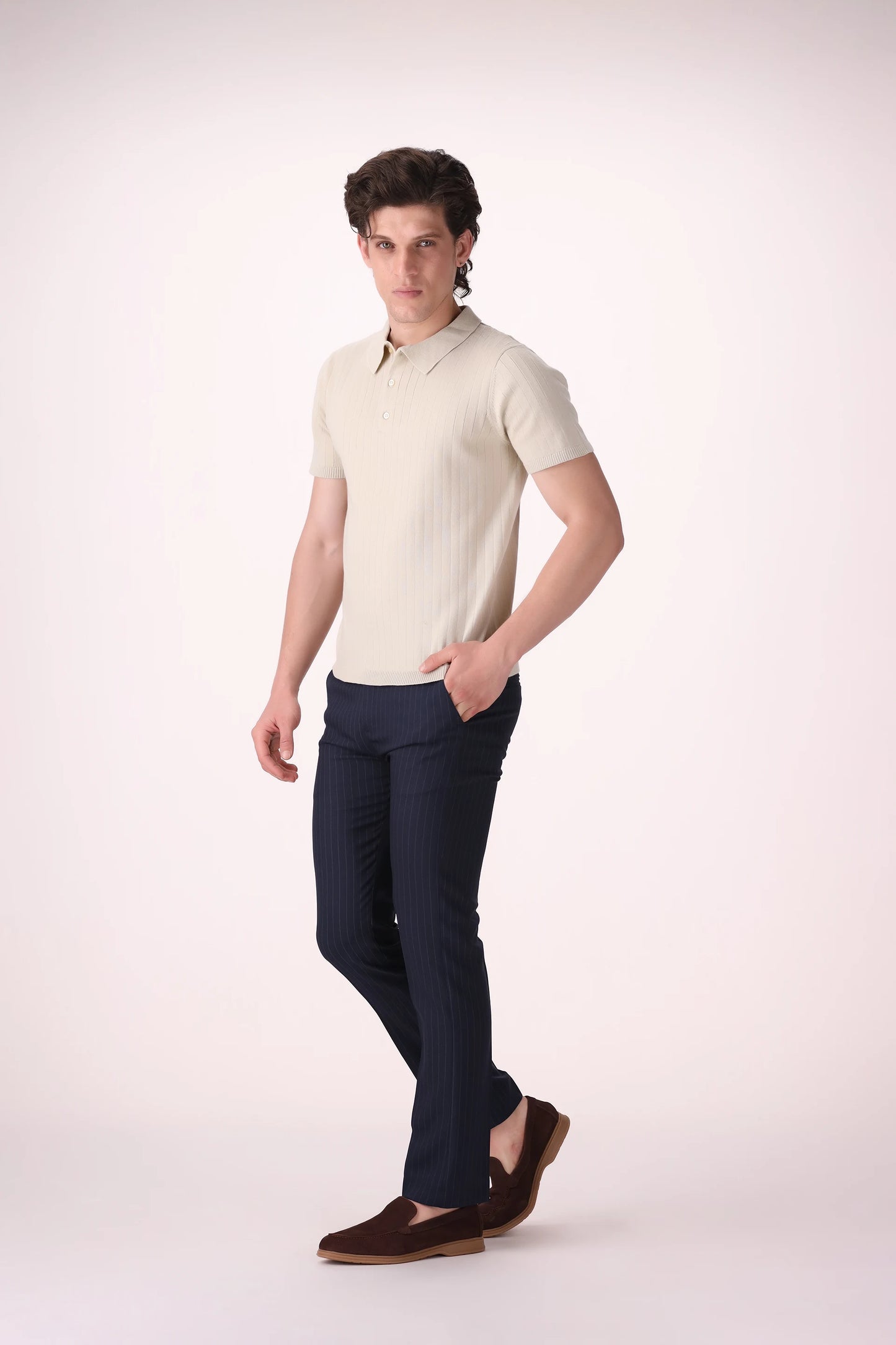 Rib Knit Polo Luxury Men Polo COUGAR (MEN OLD MONEY W24)