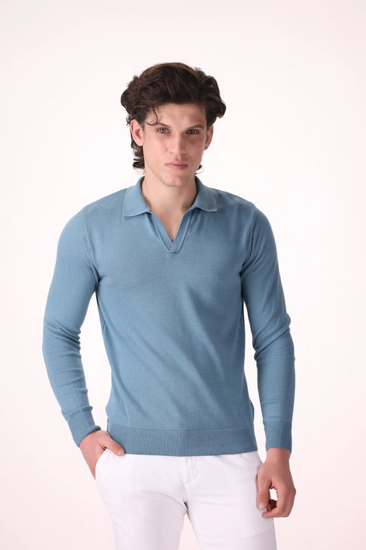 Basic Buttonless Polo Luxury Men Polo COUGAR (MEN OLD MONEY W24) S Teal