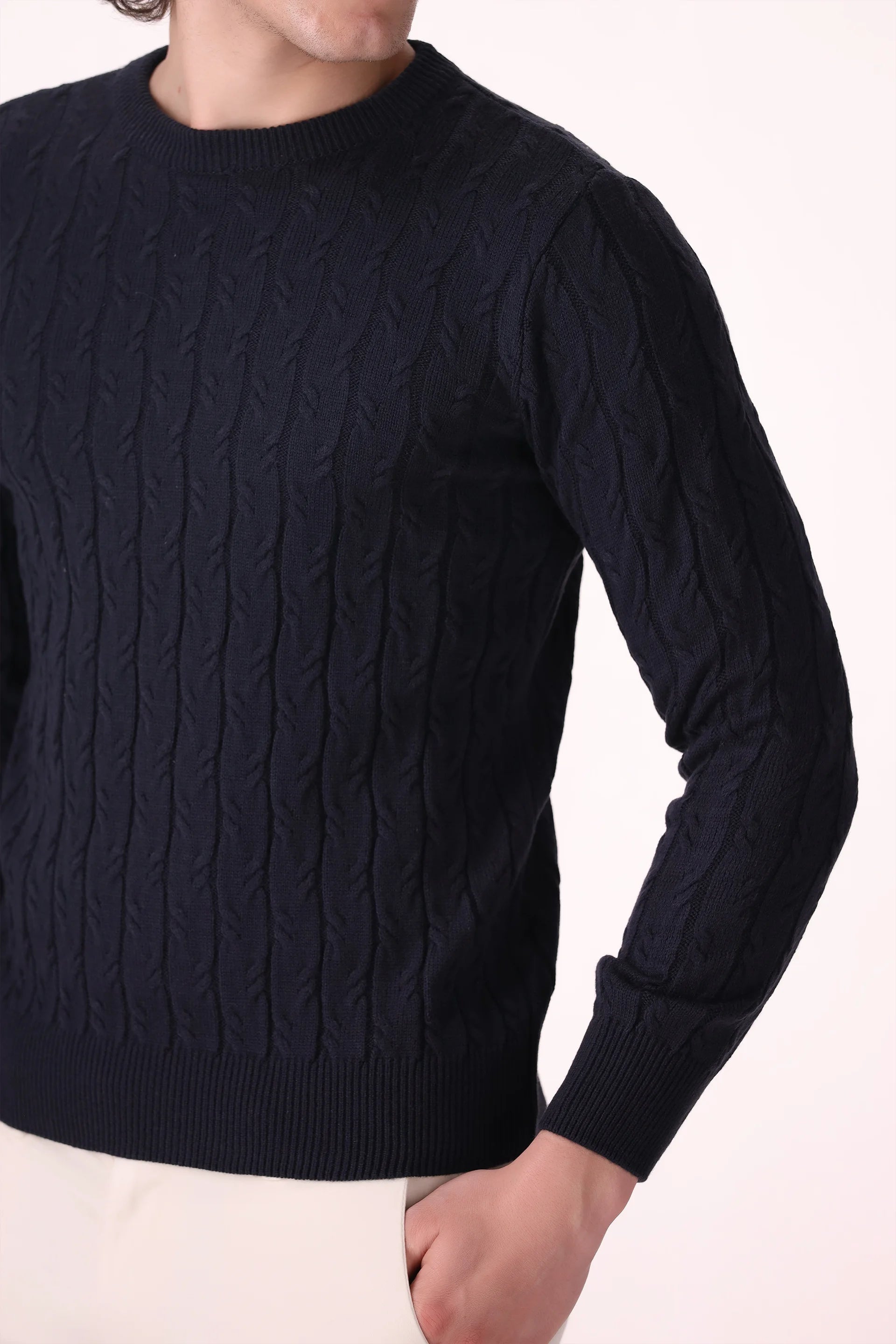 Cable Knit Acrylic Sweater Luxury Men Sweater COUGAR (MEN OLD MONEY W24)