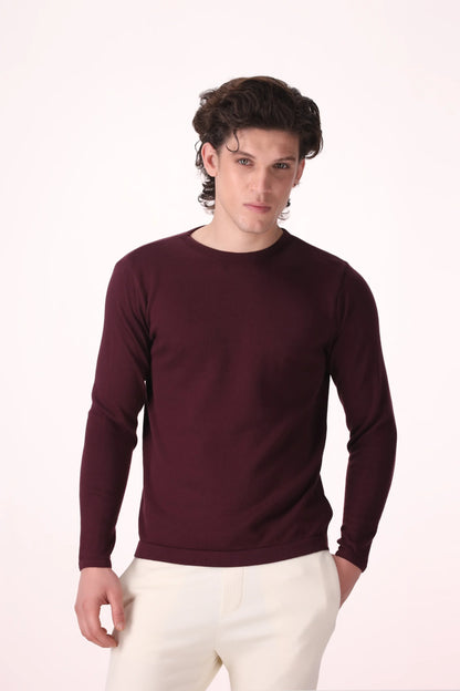 Basic Knit T-Shirt Luxury Men T-Shirt COUGAR (MEN OLD MONEY W24) S Maroon