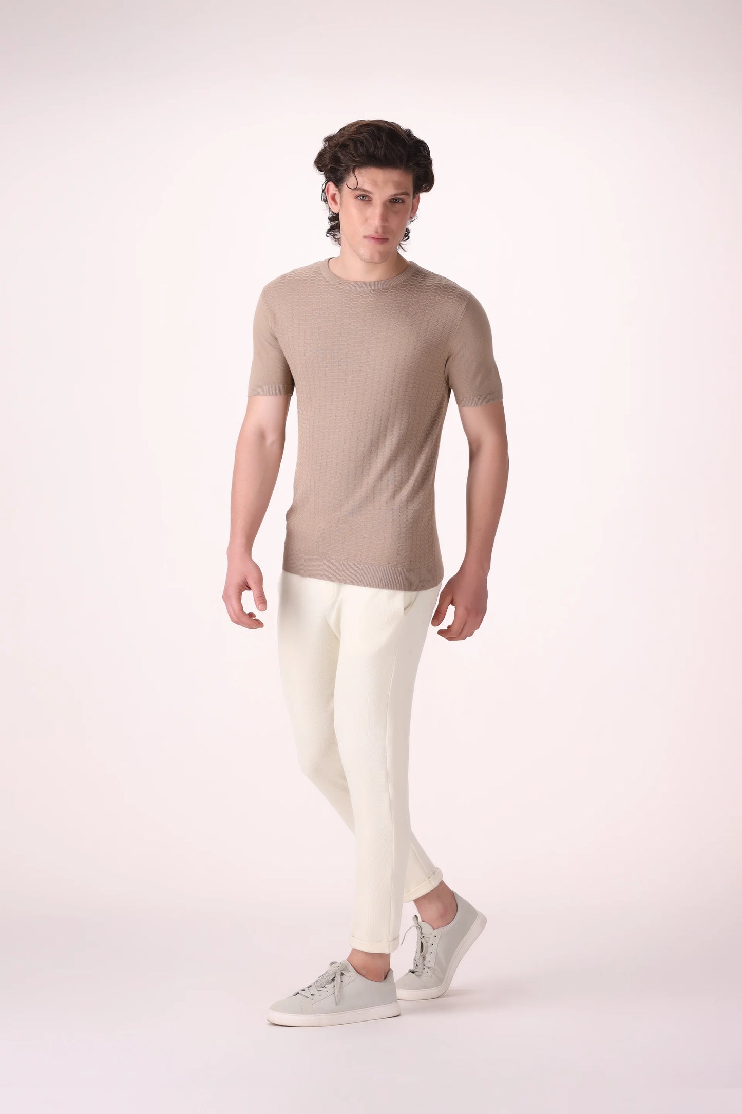 Texture Knit T-Shirt Luxury Men T-Shirt COUGAR (MEN OLD MONEY W24)