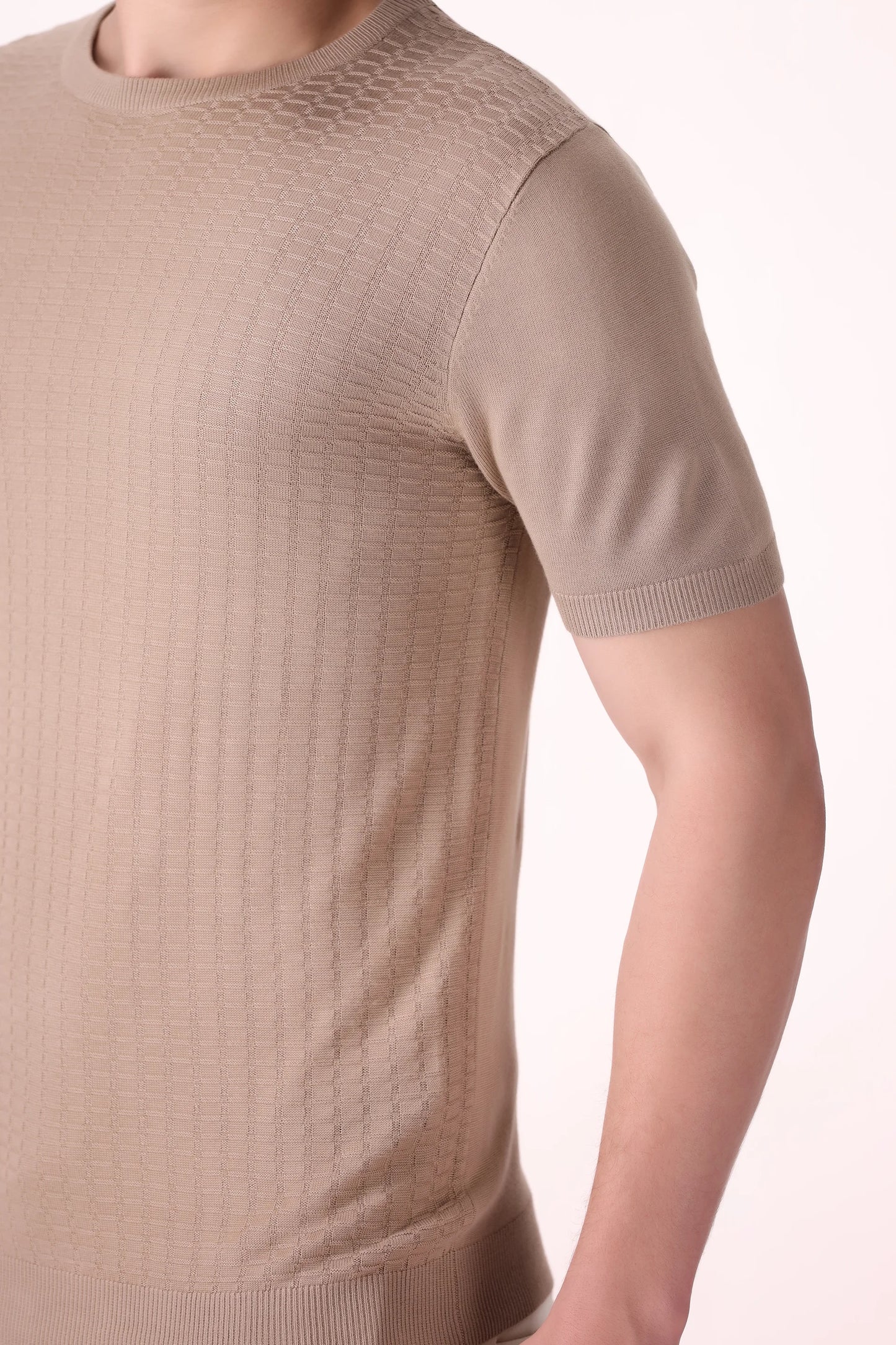 Texture Knit T-Shirt Luxury Men T-Shirt COUGAR (MEN OLD MONEY W24)