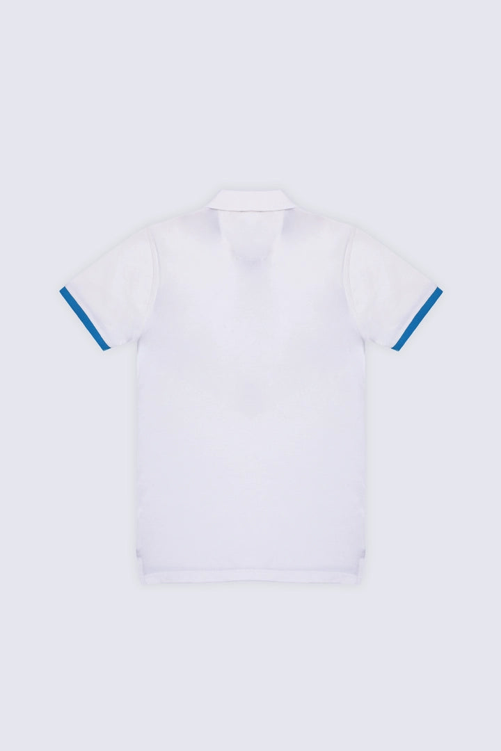 White Diagonal Paneled Polo Men Polo Summer V-1 2024 AURA COUGAR   