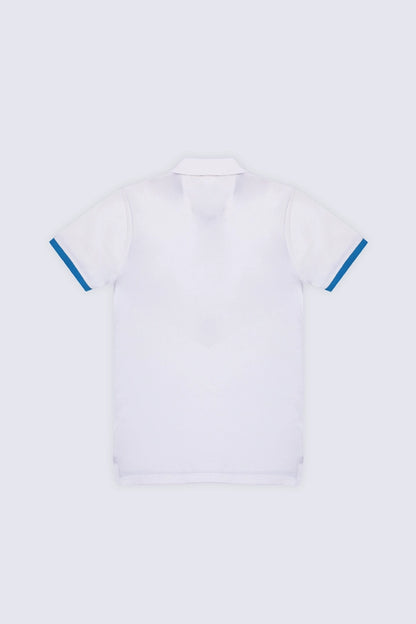 White Diagonal Paneled Polo Men Polo Summer V-1 2024 AURA COUGAR   