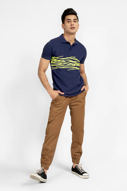 Navy Graphic Polo Men Polo Pre Fall 2023 Vortex COUGAR XS Navy 