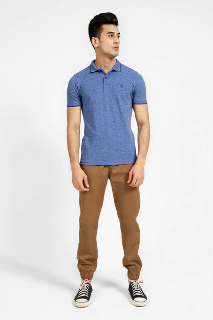 Blue Melange Polo Men Polo Pre Fall 2023 Vortex COUGAR S Blue 