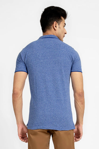 Blue Melange Polo Men Polo Pre Fall 2023 Vortex COUGAR   