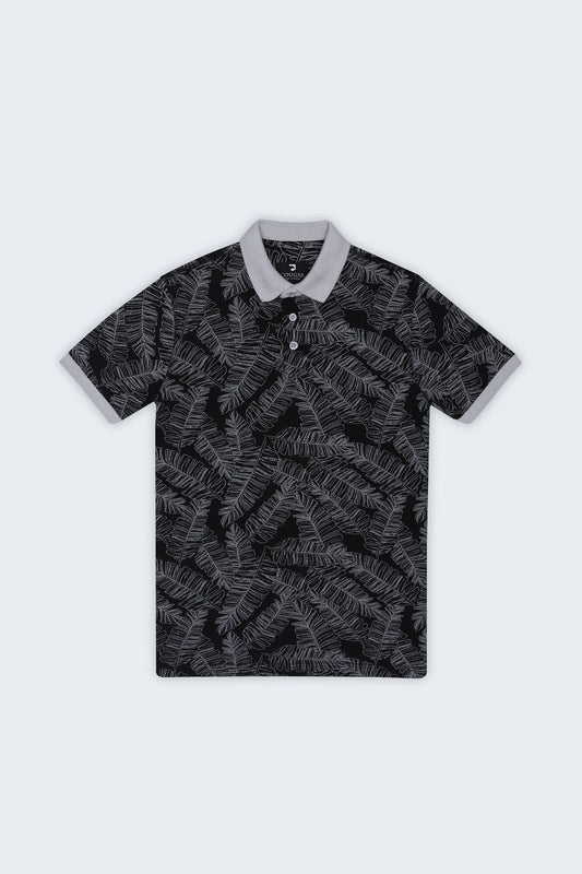 Leafy Printed Polo Men Polo Summer V-2 2024 URBAN STATION COUGAR