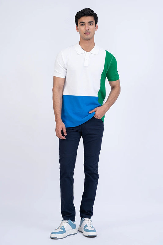 Color Block Polo Men Polo Summer V-2 2024 URBAN STATION COUGAR