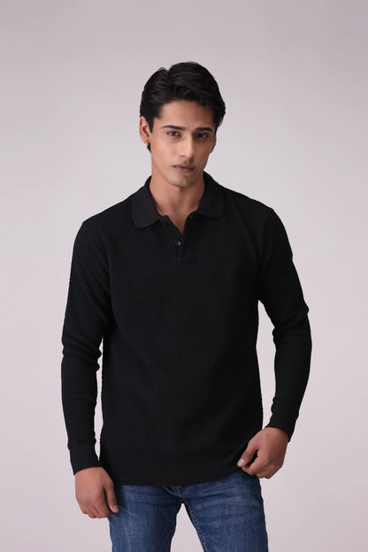 Texture Knit Polo Men Polo Fall 2024 Core Comfort COUGAR- (Men Fall 2024) S Black Men