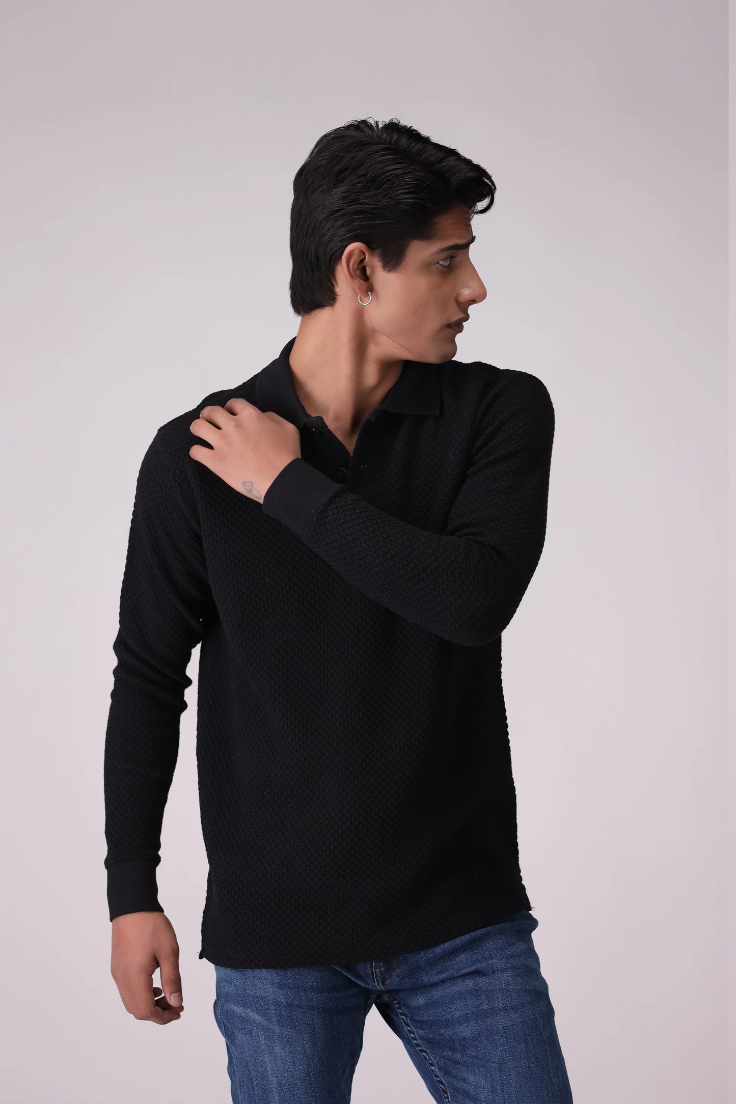 Texture Knit Polo Men Polo Fall 2024 Core Comfort COUGAR- (Men Fall 2024)