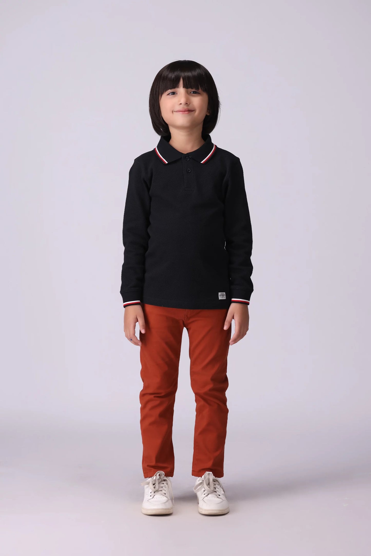 Popcorn Knit Polo Boy Polo Fall 2024 COUGAR- (Boy Junior Fall 2024)   