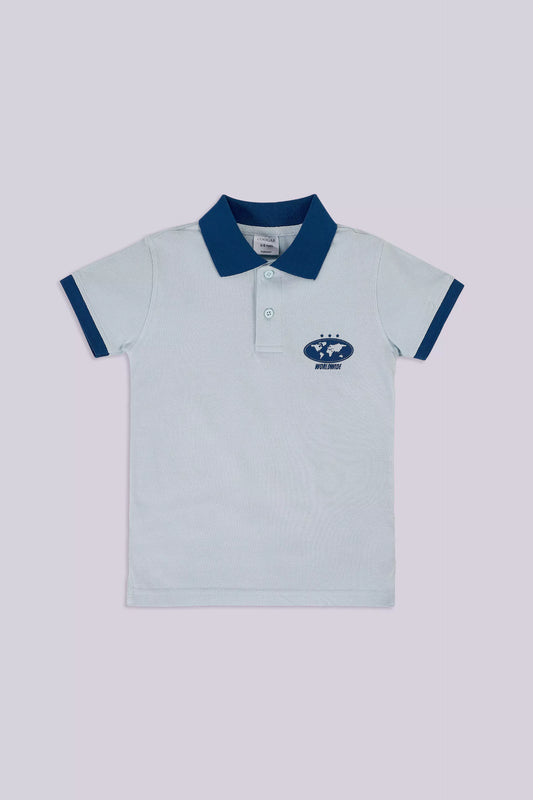 Contrast Collar Polo Boy Polo COUGAR (S V-1 2025) 5-6 Y Sky Boy