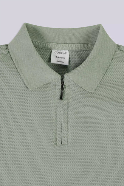 Quarter Zip Popcorn Knit Polo Boy Polo COUGAR (S V-1 2025)