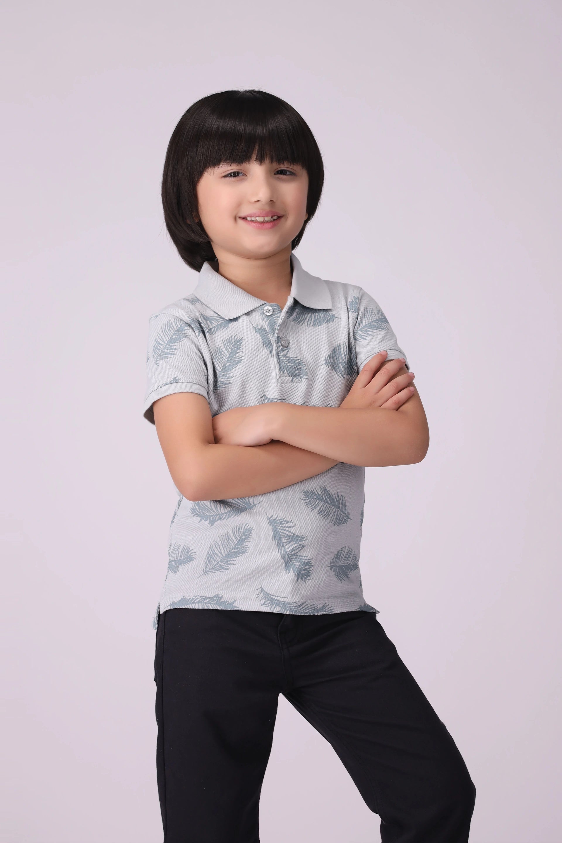 Printed Polo Boy Polo COUGAR (S V-1 2025) 5-6 Y Cool Grey Boy