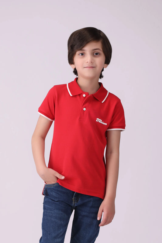 Text Printed Polo Boy Polo COUGAR (S V-1 2025) 5-6 Y Red Boy