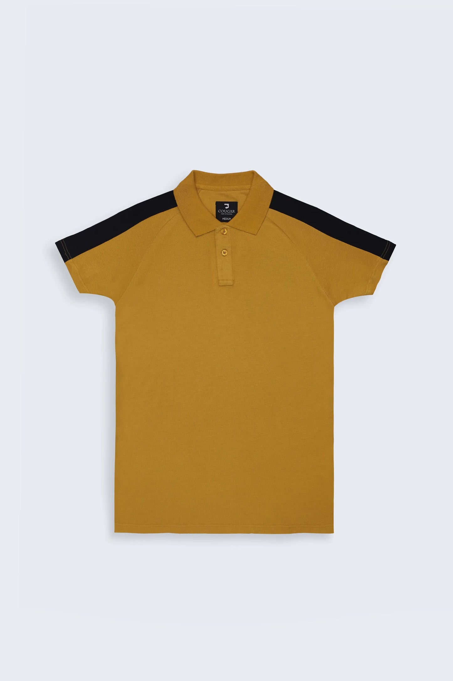 Contrast Shoulder Mustard Polo Men Polo Fall 2024 COUGAR- (Men Fall 2024)