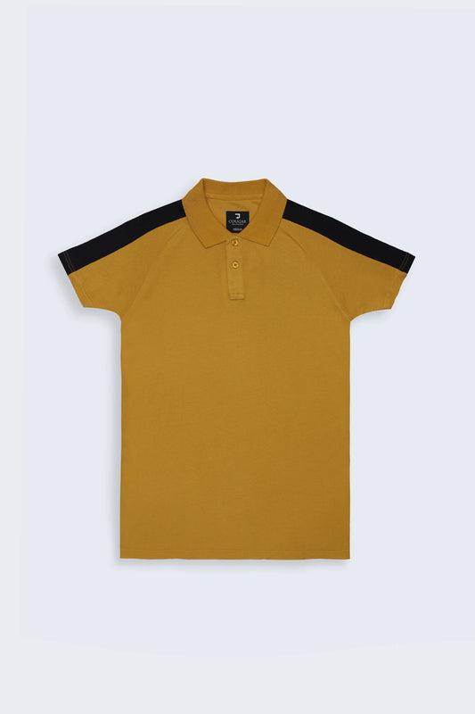 Contrast Shoulder Mustard Polo Men Polo Fall 2024 COUGAR- (Men Fall 2024) S Mustard 