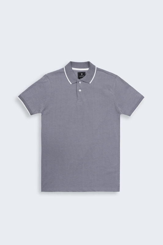 Grey Tipped Polo Men Polo Fall 2024 COUGAR- (Men Fall 2024) S Grey 