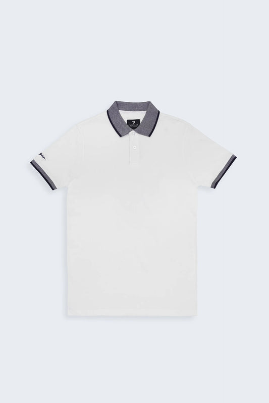 Pique Contrast Collar Polo Men Polo Fall 2024 COUGAR- (Men Fall 2024) S Cream White 