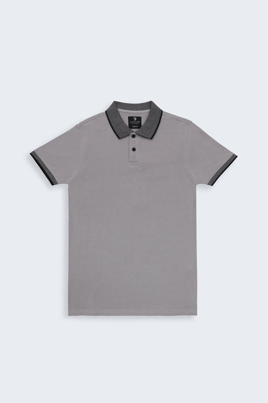 Pique Ribbed Collar Polo Men Polo Fall 2024 COUGAR- (Men Fall 2024) S Grey 