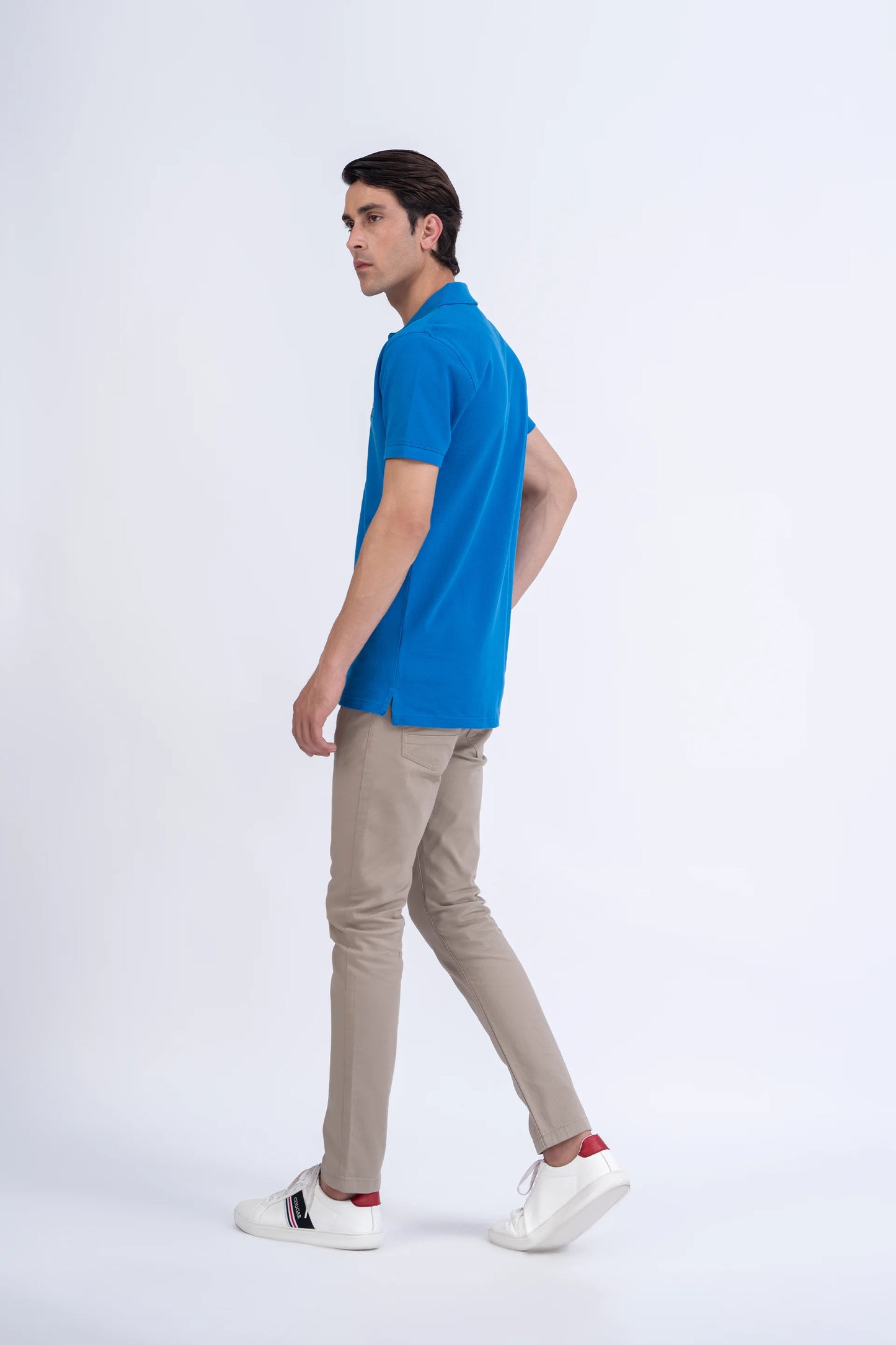 Blue Embroidered Polo Men Polo Summer V-1 2024 AURA COUGAR   