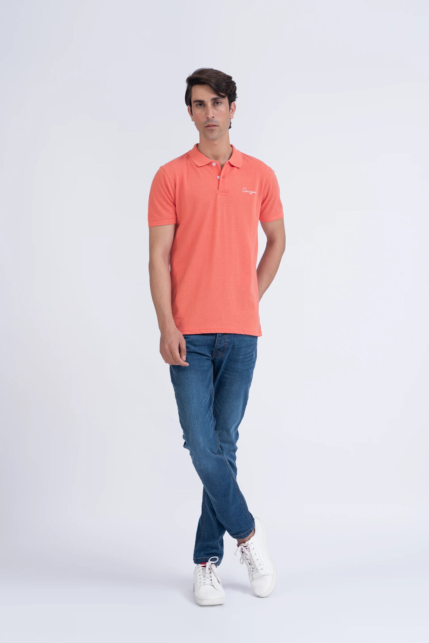 Coral Pink Polo Men Polo Summer V-1 2024 AURA COUGAR   